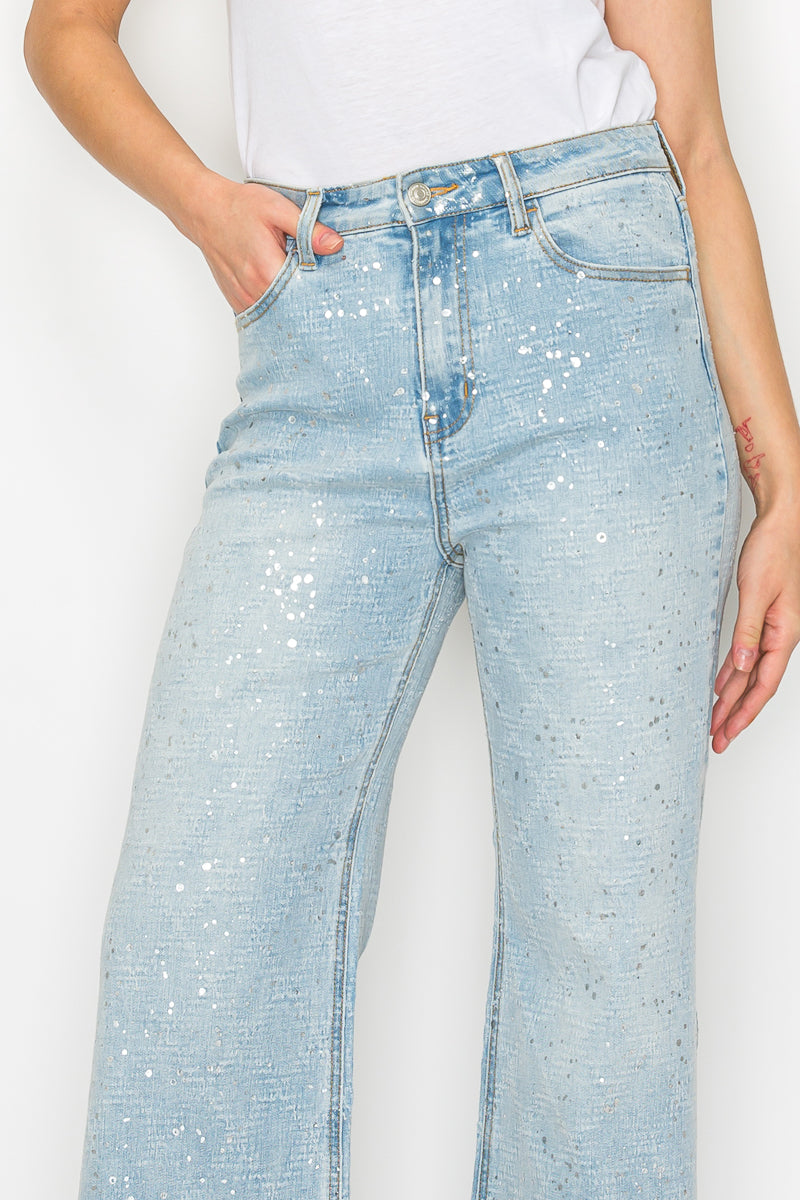 Metallic Ultra High Rise Relaxed Flare Jeans view 5 - High-Waisted (bottom)