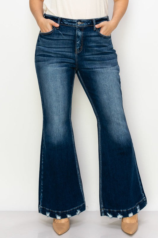 Mia plus Mid Rise Super Flare Jeans in P-18 view 2 (bottom)