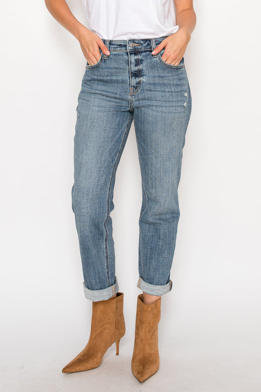 Mid Rise Modern Boyfriend Jeans in 3 (25) view 2 - Mid Rise Jeans Womens (bottom)