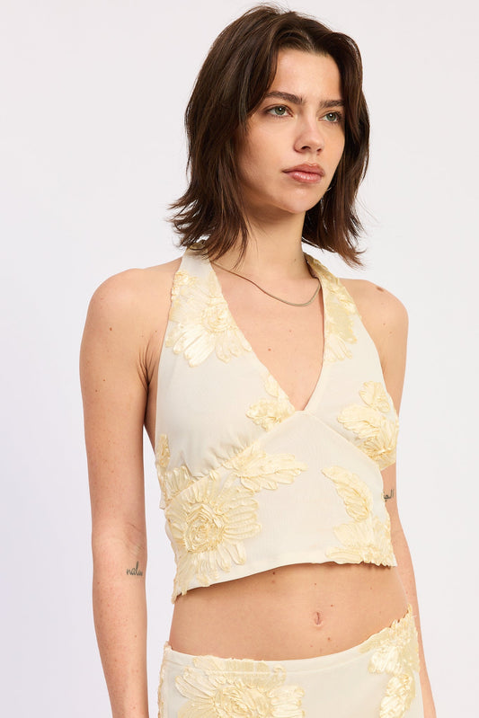 Milena Halter Top in Ivory view 2