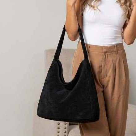 Miranda Oversize Suede Hobo Carryall Shoulder Bag view 6