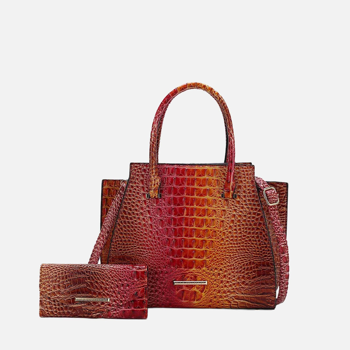 Miriam Croc Tote Bag and Set in Croc Brown - Set Tote (one-piece)
