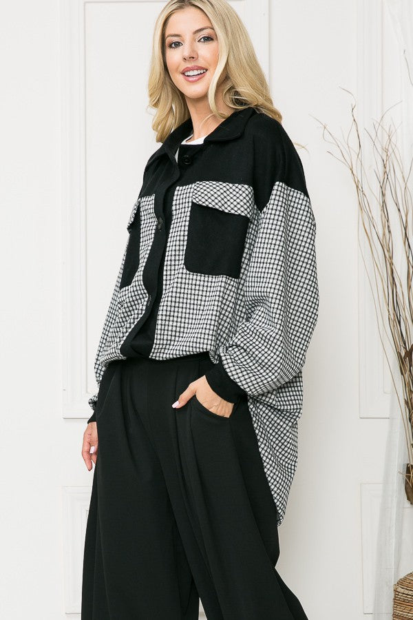 Mixed Media Shacket - MeeeShop Women's Fashion