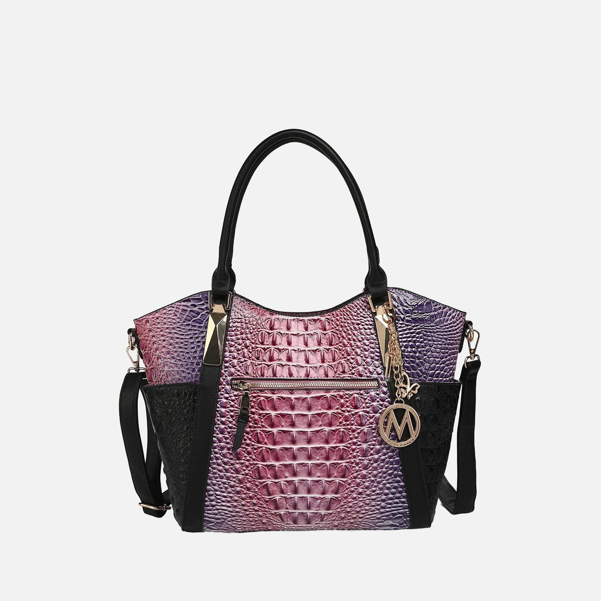 Mkf Collection by Mia K. - Janise Gradient Croc Tote Handbag in Croc Coral view 3 - Mkf Collection Bags