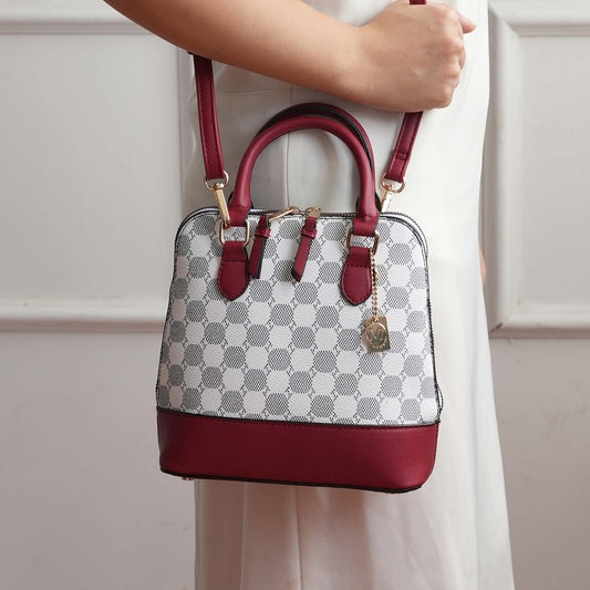 Mkf Collection by Mia K. - Marjorie Circular Print Satchel Bag in Cognac Brown view 2 - Mkf Collection Bags