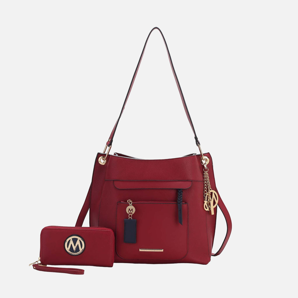 Mkf Collection by Mia K. - Shivani Hobo and Wallet Set in Brown view 3 - Mkf Collection Handbag Sets (one-piece)