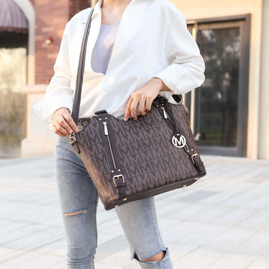 Mkf Collection by Mia K. - Thania Signature Tote Bag in Black view 2 - Mkf Collection Bags