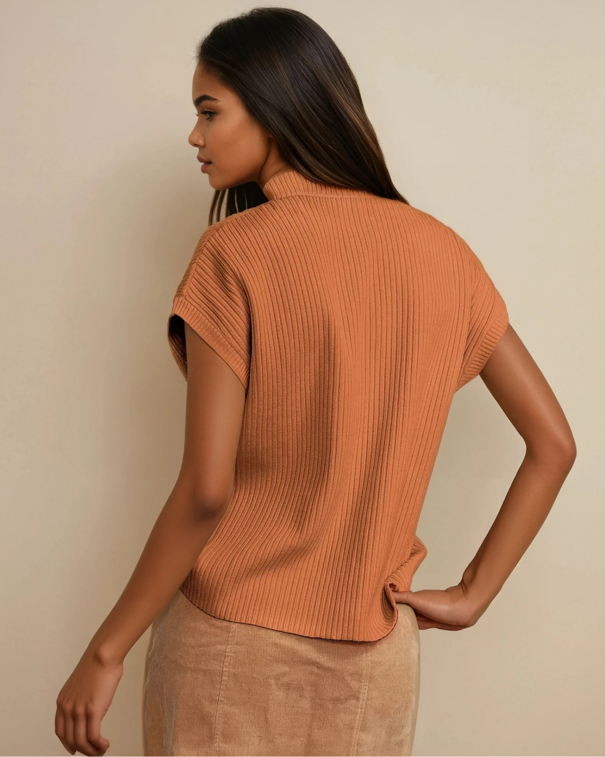 Mya Pocket Ribbed Knit Short Sleeve Sweater in Gray view 25 - Fall Wardrobe Essential - Short Sweater (top)