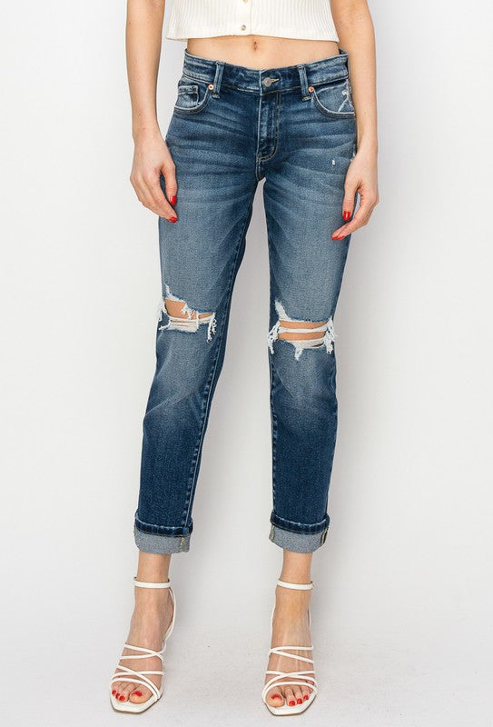 Natalia Mid Rise Boyfriend Jeans (reg & Plus) in 11 (29) view 5 - Plus Jeans (bottom)