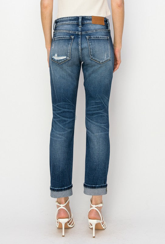 Natalia Mid Rise Boyfriend Jeans (reg & Plus) in P-16 view 7 - Plus Jeans (bottom)