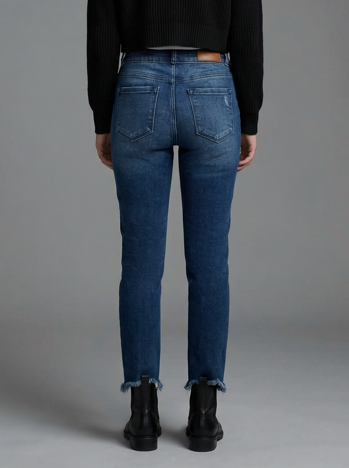 Nova High Rise Stretch Double Waist Band Straight Jeans in 11 (29) view 6 - High-Waisted - Nova High Rise Stacked Jeans