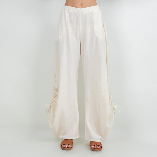 Oana Pants 100% Cotton Gauze in Azure view 2 - Pants Gauze Fabric (bottom)