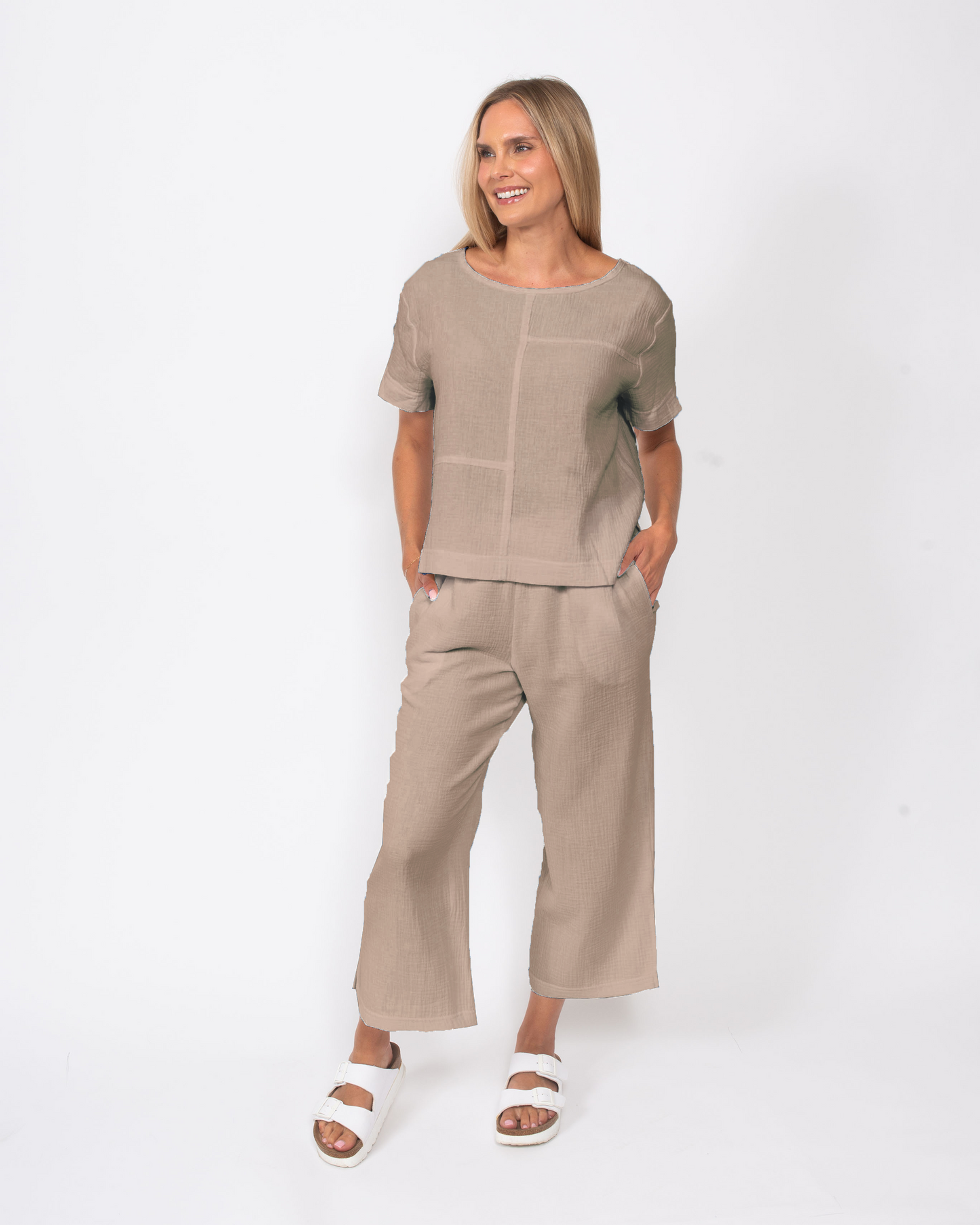 Organic Cotton Gauze Seamed Top in Black view 7 - Organic Cotton Tops