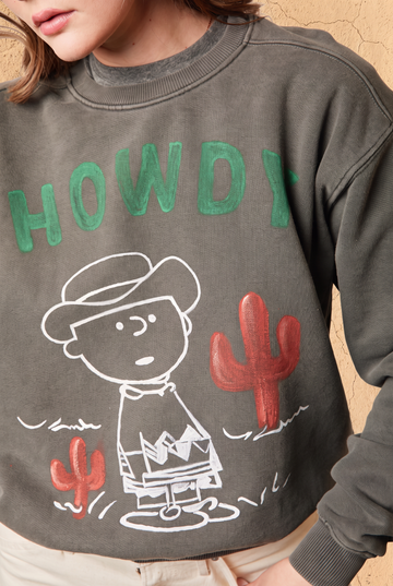 Peanuts Charlie Stencil Sweatshirt in S view 2 - Peanuts Charlie Brown Sweatshirt (top)