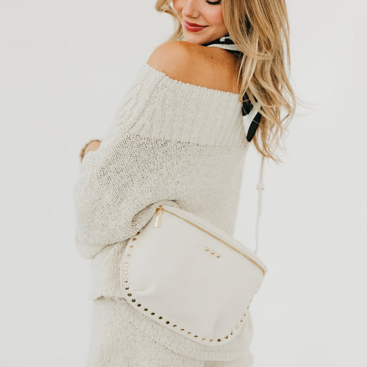 Pebbled Sabrina Studded Bum Bag in Taupe view 2