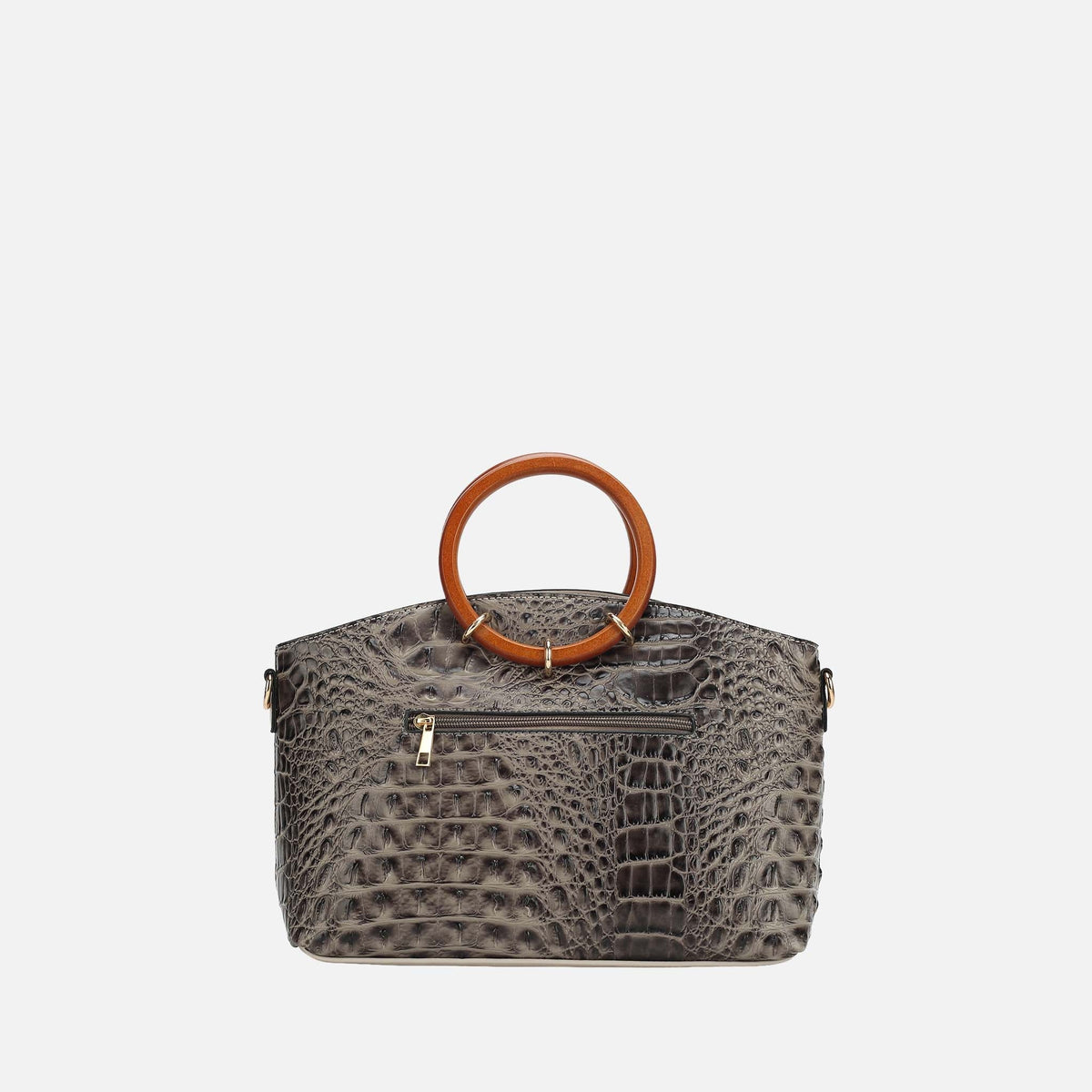 Phoebe Tote Bag and Wallet Set in Croco Charcoal view 3 (one-piece)