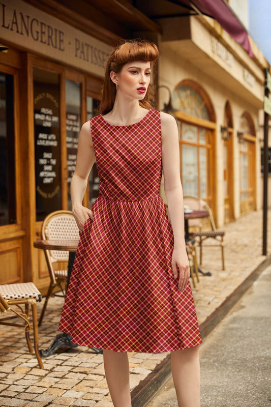 Plaid Vintage Dress in S view 2 - Vintage Plaid Dress