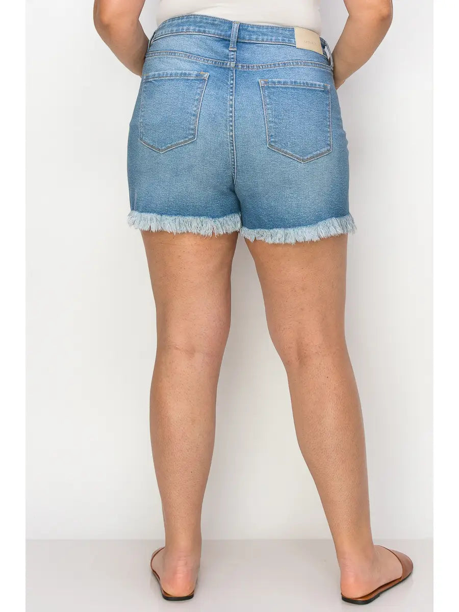 Plus High Rise Stretch Shorts in P-20 view 3 - High-Waisted - Plus High Waisted Shorts (bottom)