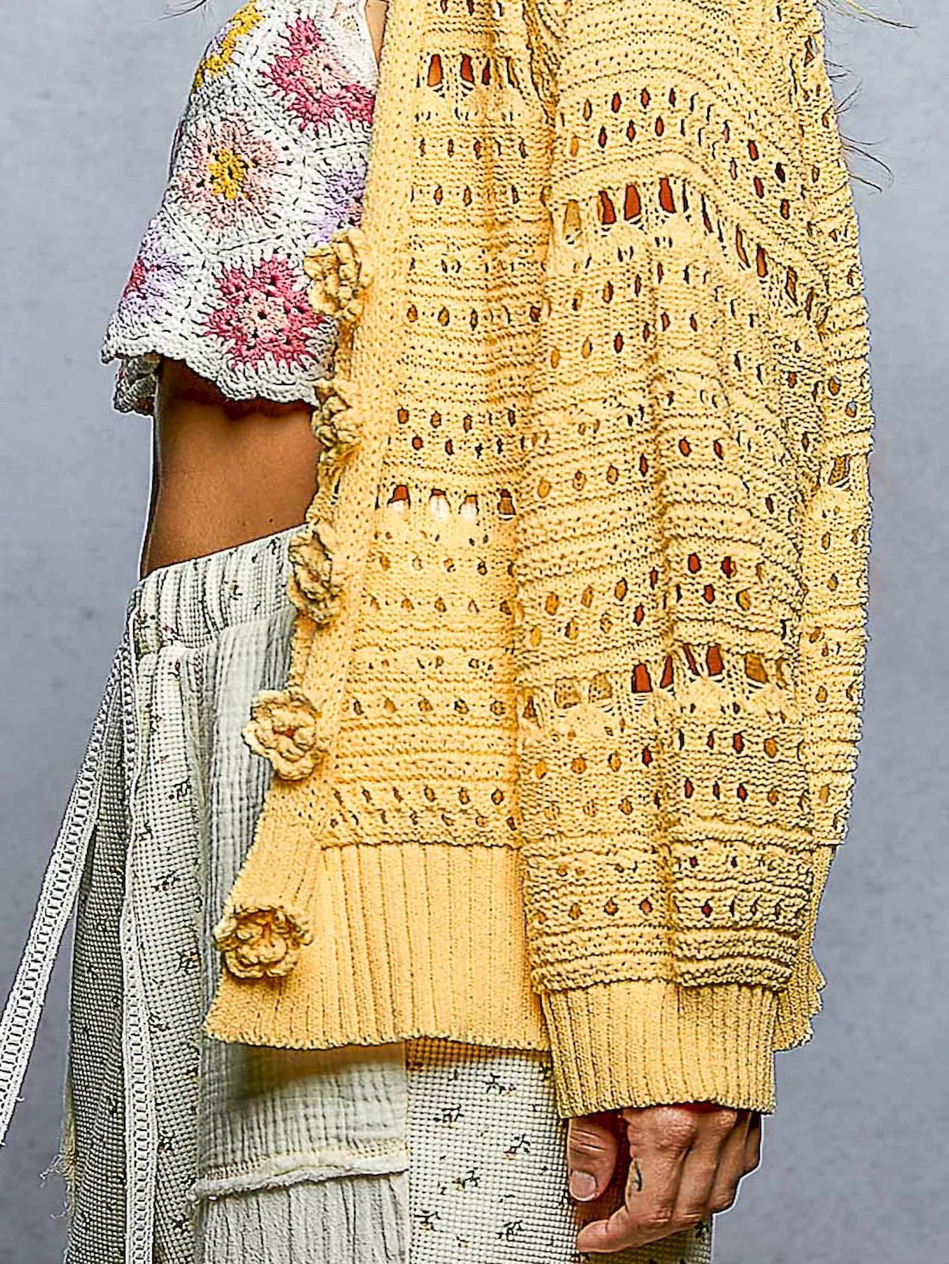 pol open knit Pol Open-knit Floral Button Cardigan view 6 (layer) - shop at us.meeeshop
