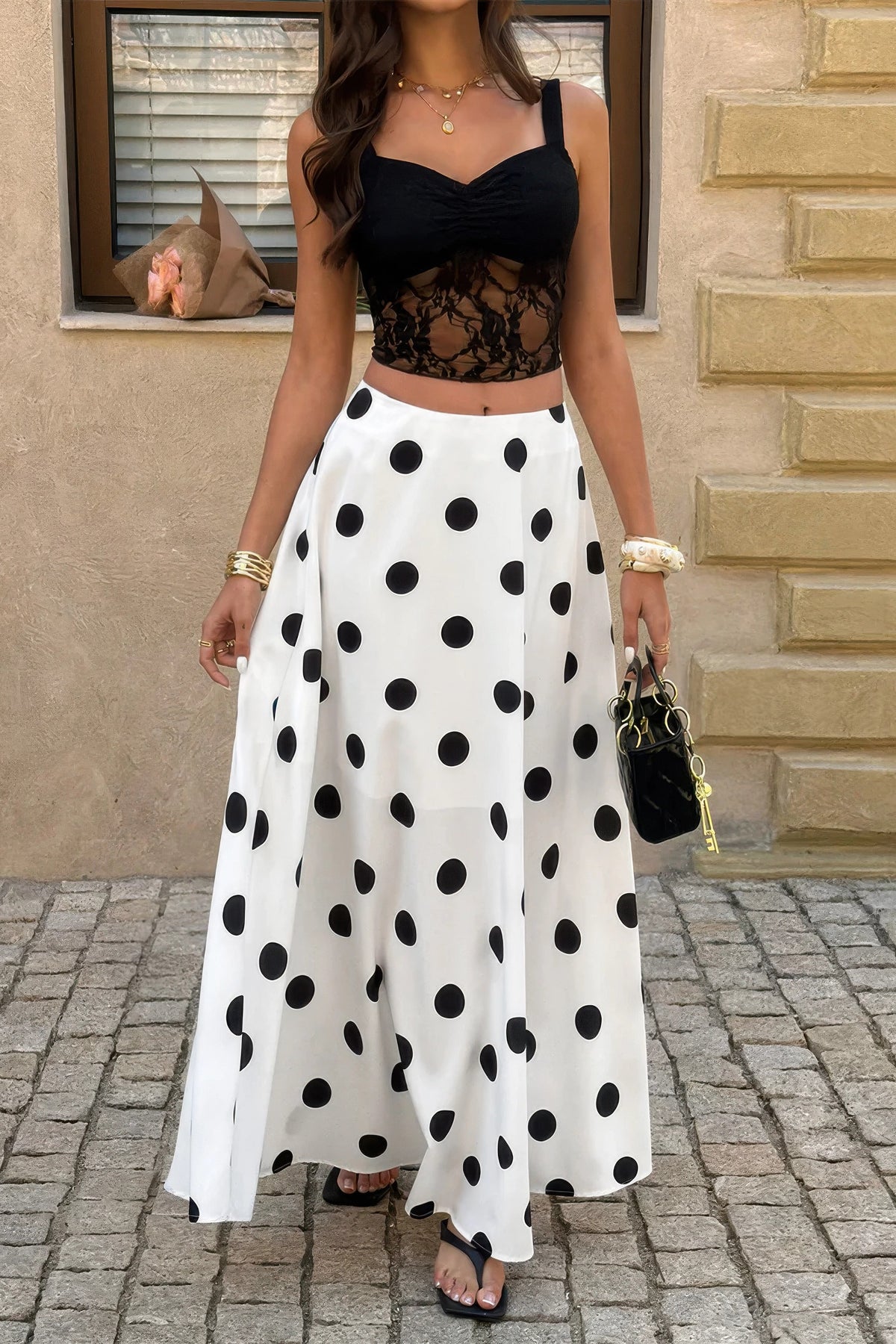 Polka Dots Elegant Style Pencil Skirt - MeeeShop Women's Fashion
