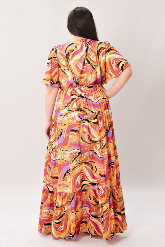Refreshing Vibe Woven Maxi Dress in MUSTARD MAGENTA view 2