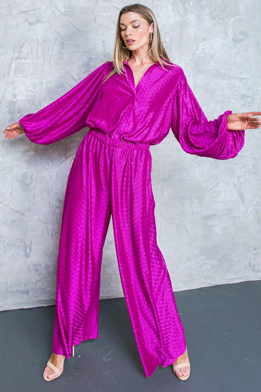 Regal Romance Woven Pants in FUCHSIA view 2 (bottom)