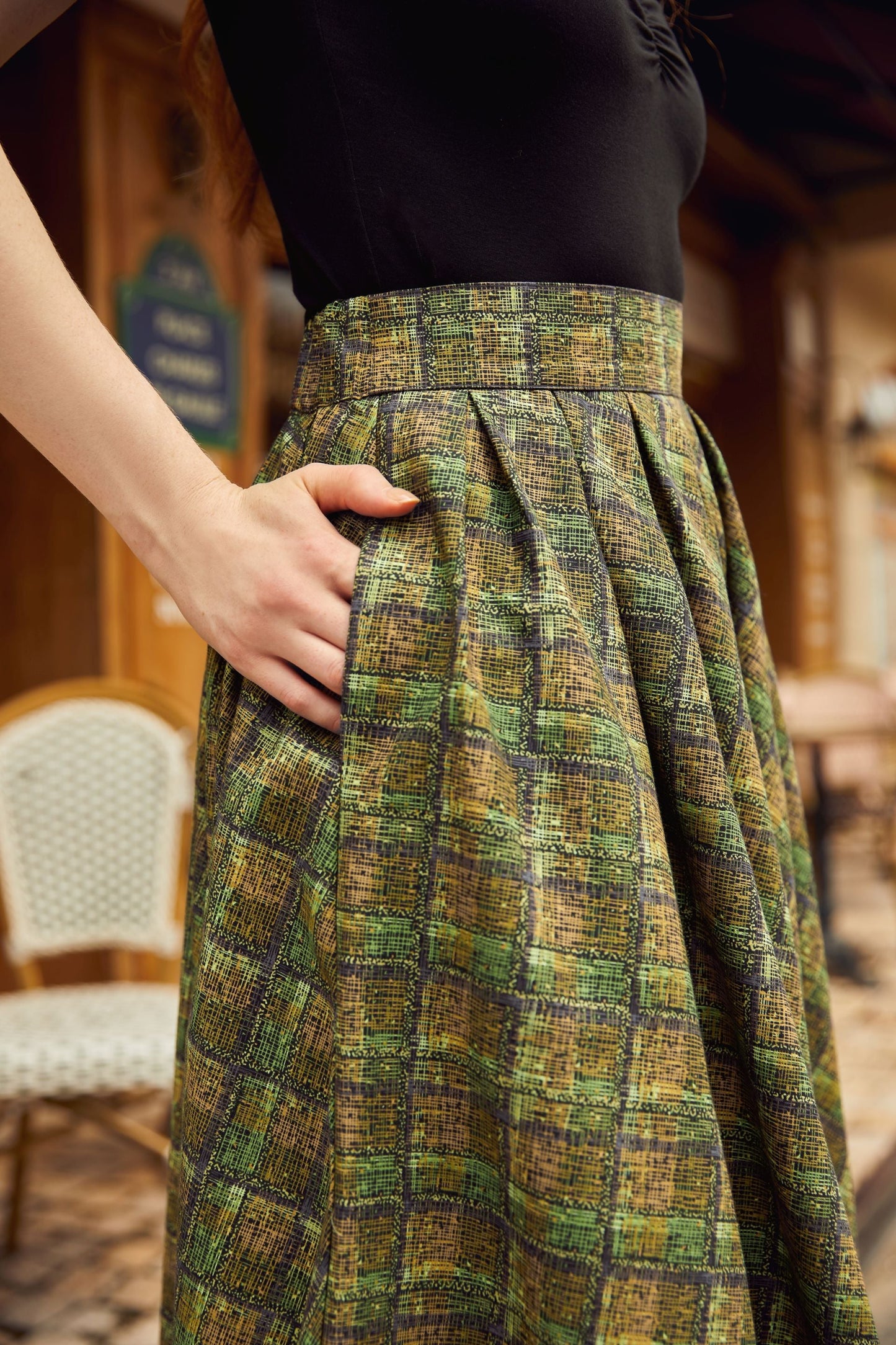 Retrolicious Green Plaid Doris Skirt in 4X view 8