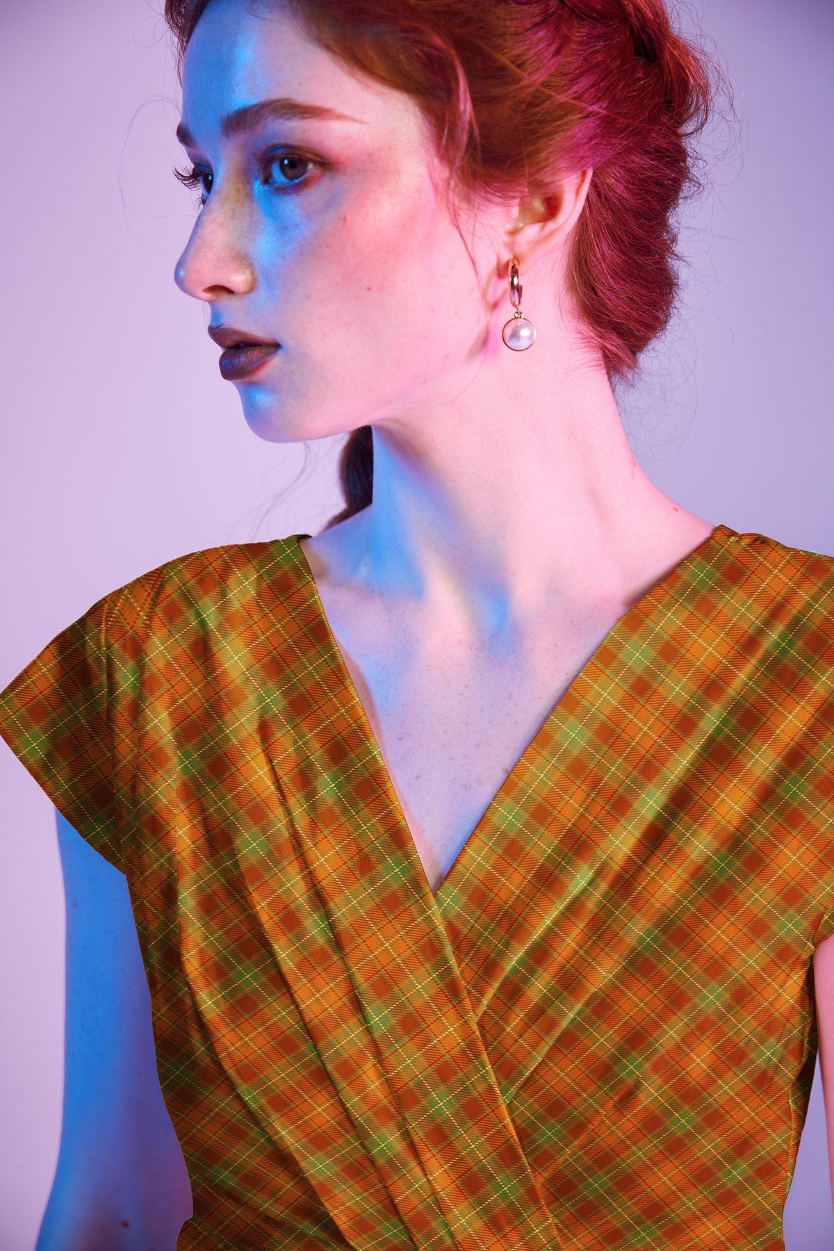 Retrolicious Orange Plaid Greta Dress in M view 3