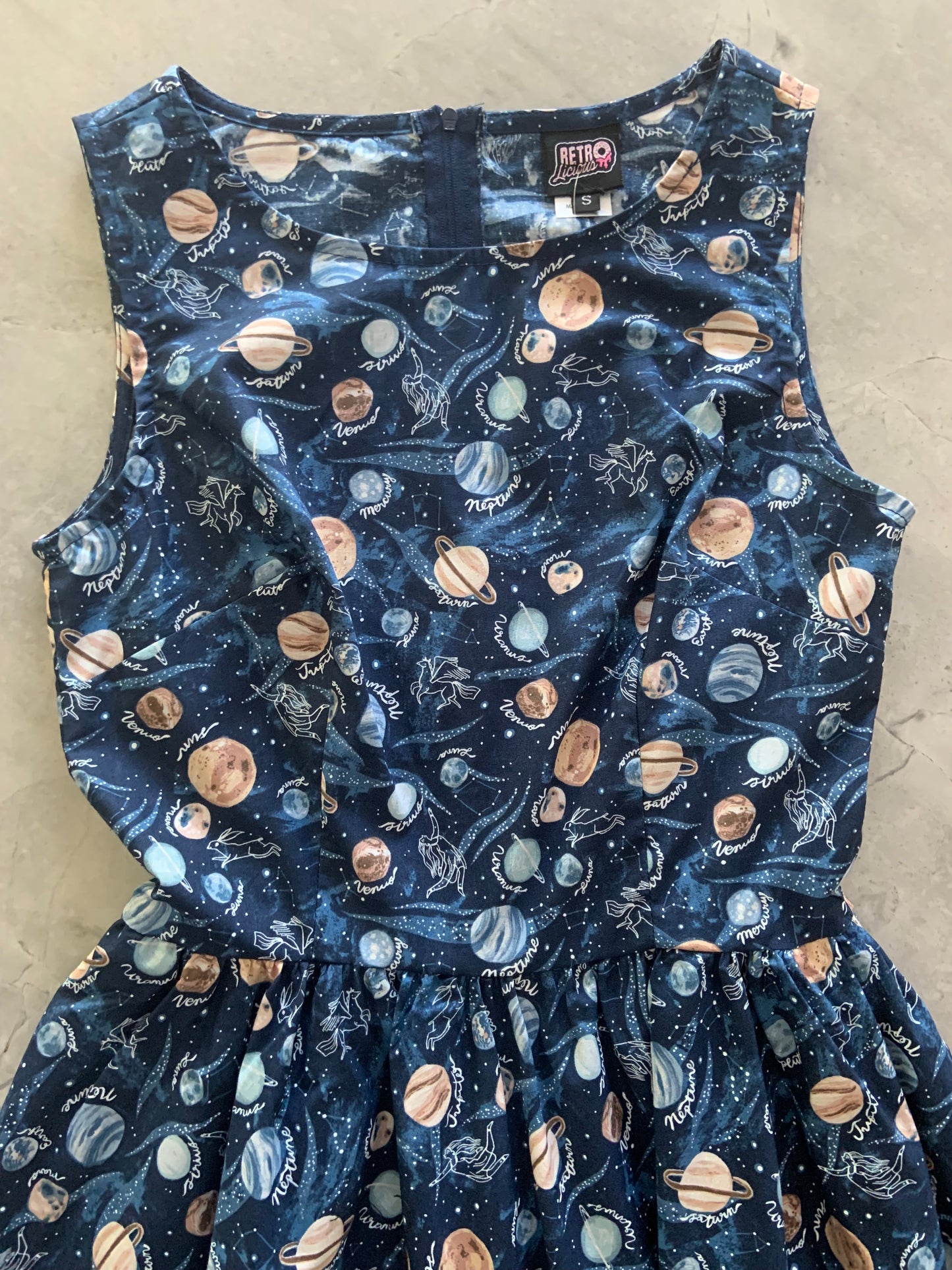 Retrolicious Planets Vintage Dress in 2X view 6 - Planet Vintage Dress