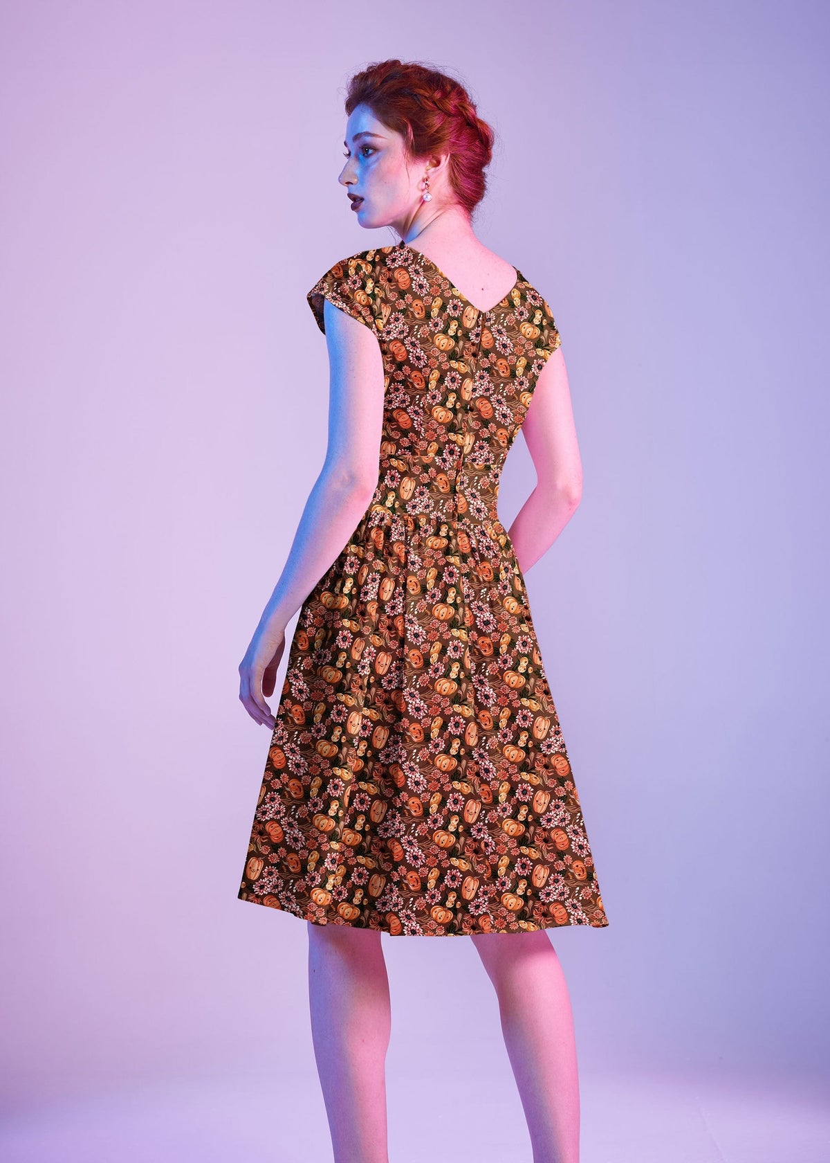 Retrolicious Pumpkins & Flowers Greta Dress in M view 3 - Retrolicious Pumpkin Dress