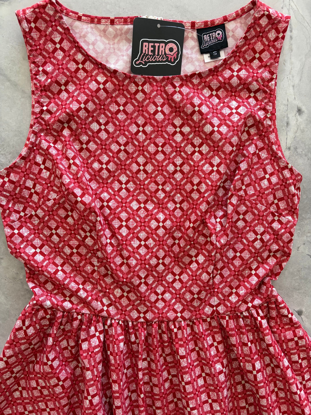 Retrolicious Red Diamond Midi Dress in 1X view 6 - Red Diamond Dress Shoes
