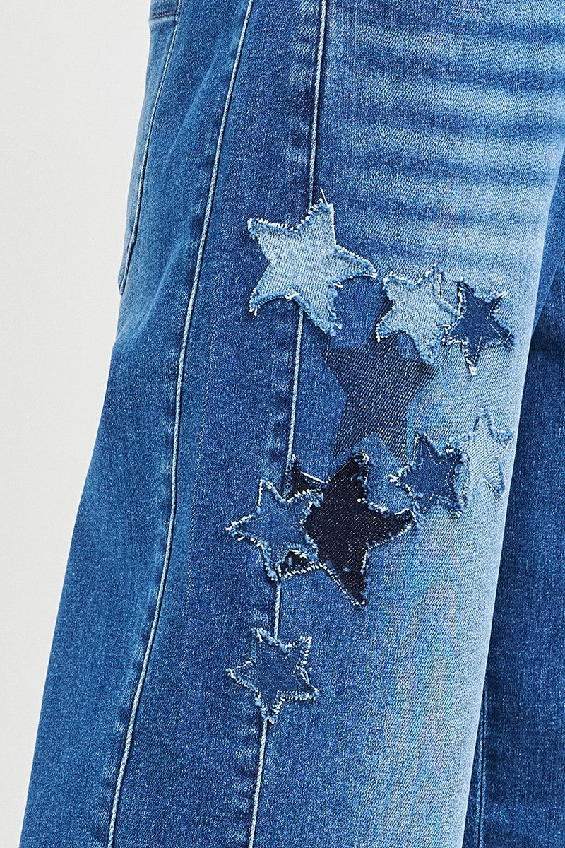 Risen Elastic Band Slouchy Cropped Barrel with Star Patch - MeeeShop Women's Fashion