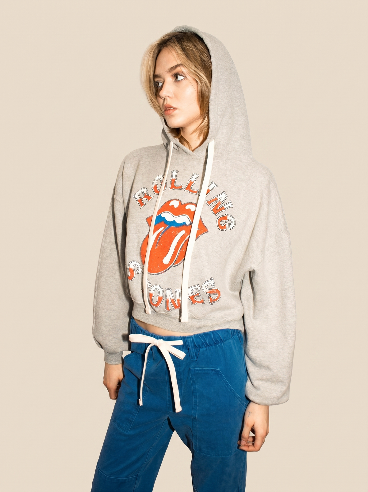 Rolling Stones Old English Hoodie Top in M view 3 - Rolling Stones Hoodie Vintage