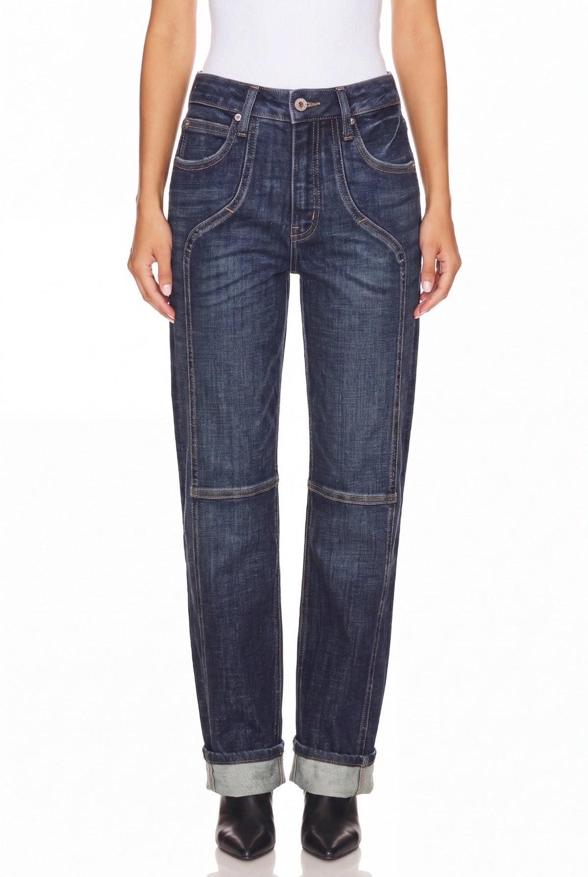 Romy High Rise Western Straight Jeans in 3 (25) view 2 - High-Waisted (bottom)