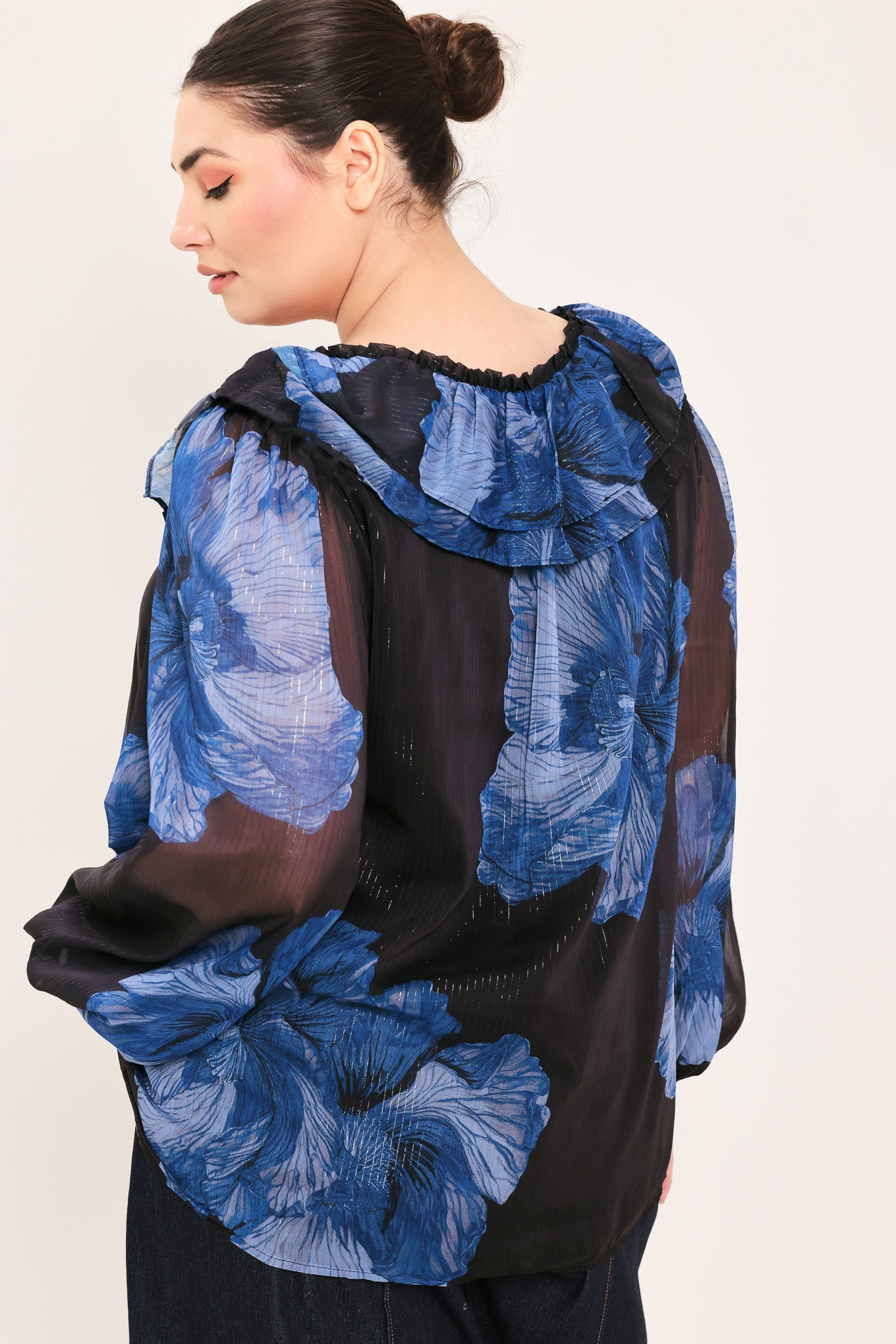 Royal Bloom Fantasia Woven Blouse view 13 - Royal Blue Blouse Women'S (top)
