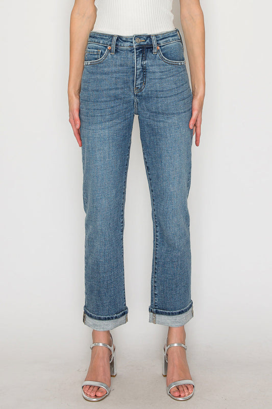 Sabine Tummy Control High Rise Slim Straight Jeans in 3 (25) view 2 - High-Waisted (bottom)