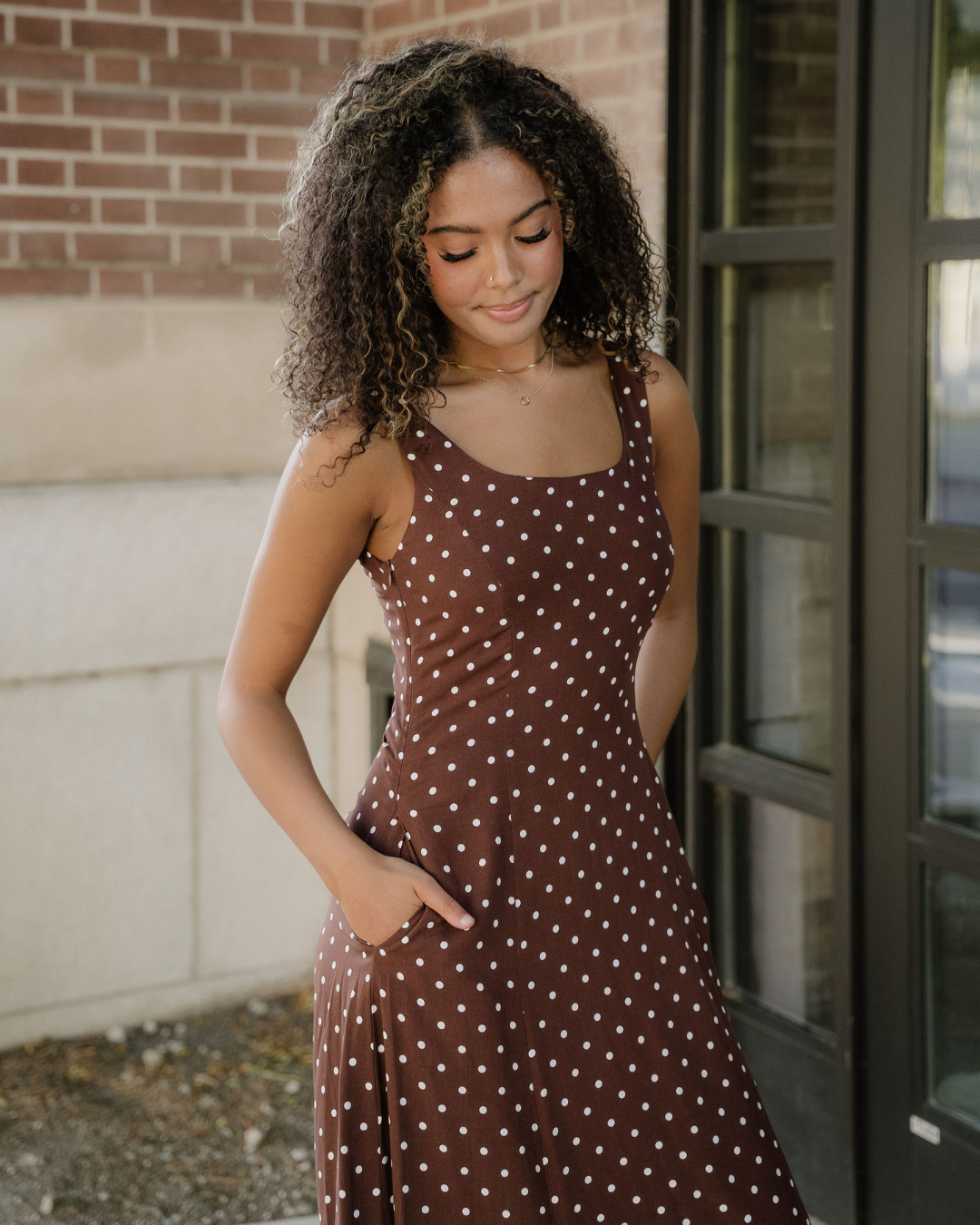Scottie Polka Dot Print Square Neck Sleeveless Vacation Long Dress view 6 - Summer Outfit Idea - Pol Dress