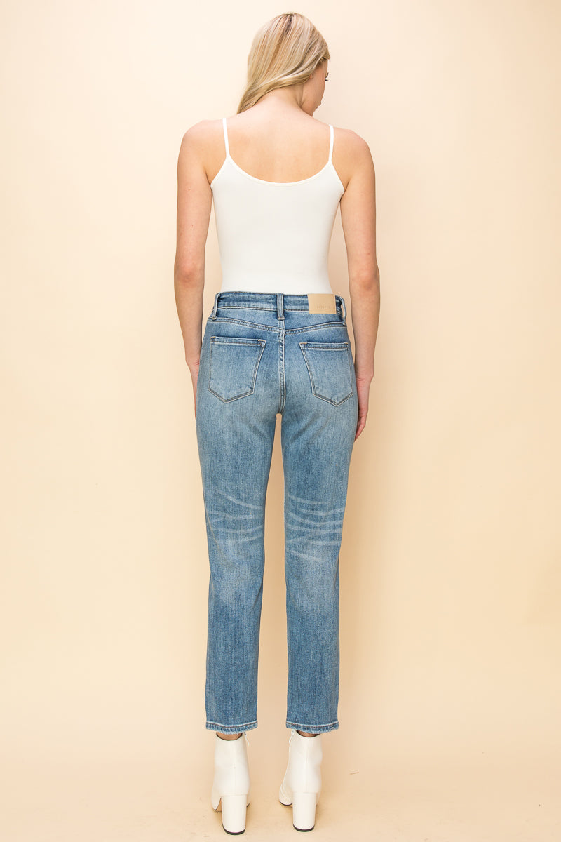 Serenity High Rise Stretch Distressed Mom Jeans in 13 (30) view 6 - High-Waisted (bottom)