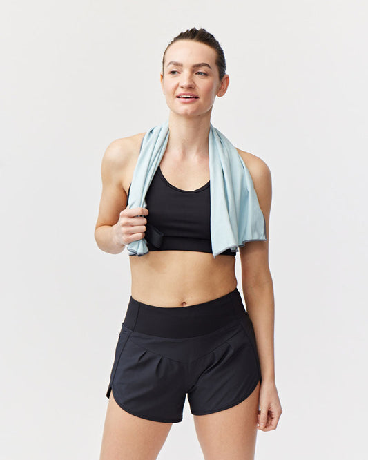 Sheva Women's High Rise Running Shorts in Hot Coral view 2 - High-Waisted - Sheva Shirt (bottom)