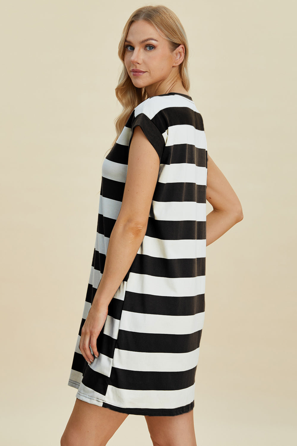 Shopbasicbae Basic Bae Full Size Striped Round Neck Cap Sleeve Mini Dress view 22 - Basic Bae Clothing