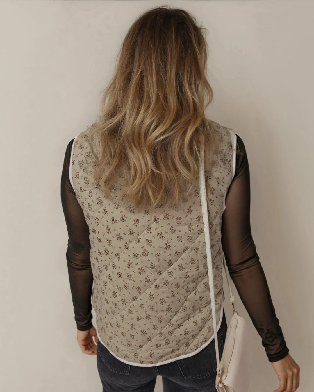 sloane floral print Sloane Floral Print Quilted Concealed Button Vest view 5 (piece) - shop at us.meeeshop