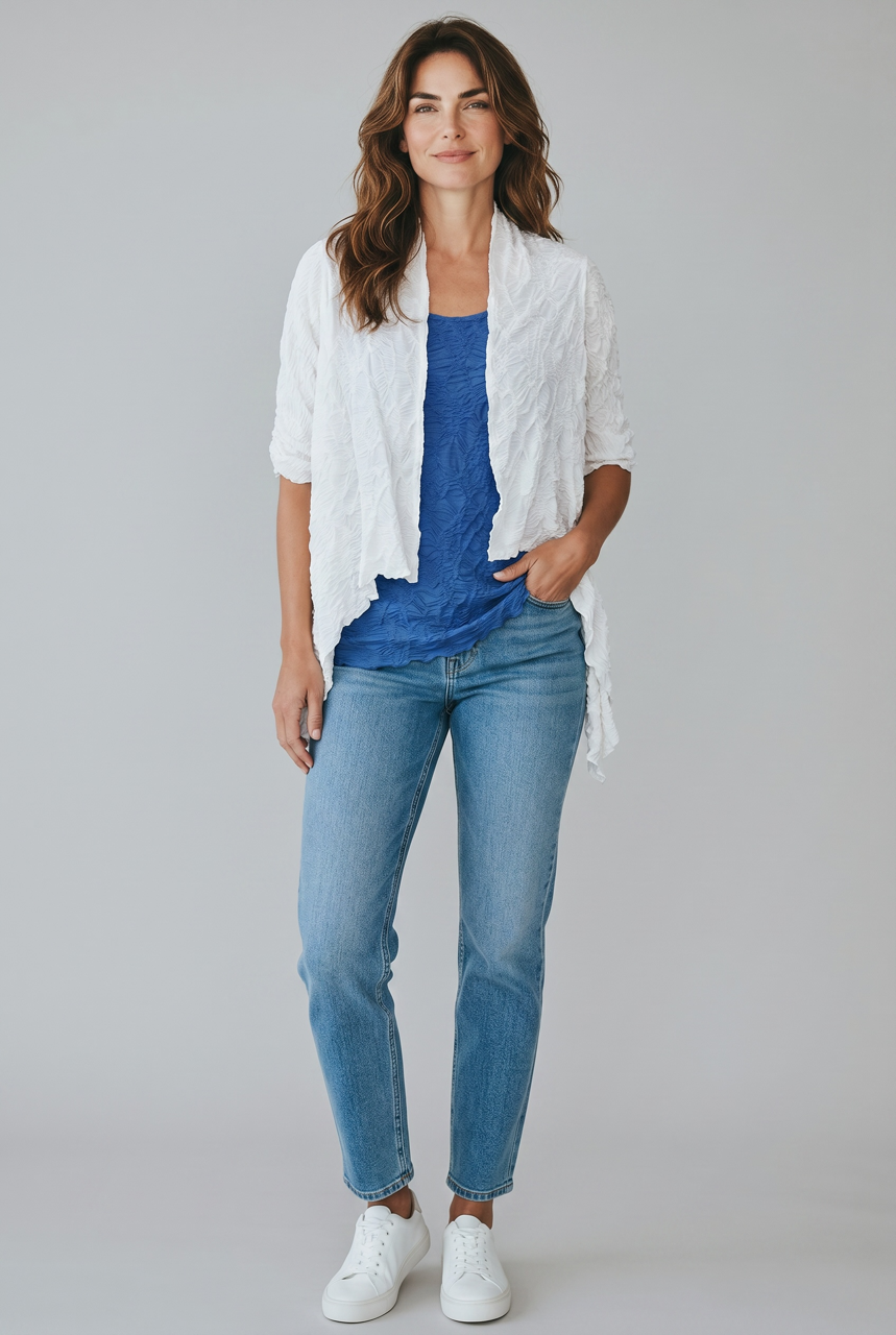 Snoskins Dreamcatcher Waterfall Cardigan Top in Navy view 7 - Fall Wardrobe Essential - Dreamcatcher Cardigan Crochet