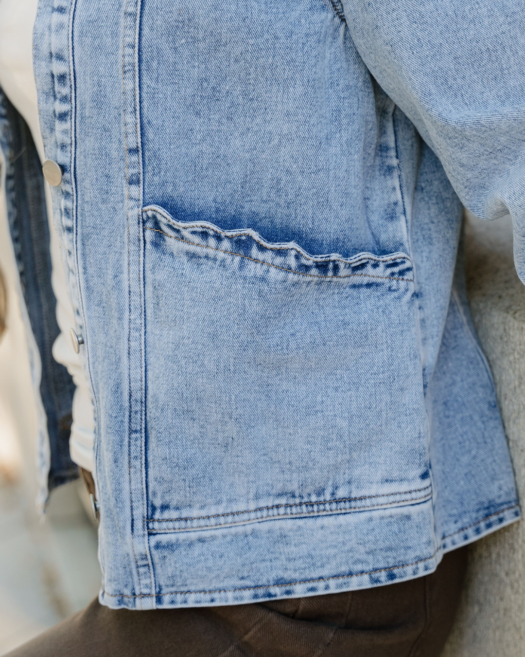 Solana Scallop Trim Collar Mineral Washed Denim Jacket view 7 - Solana Jackets (bottom)
