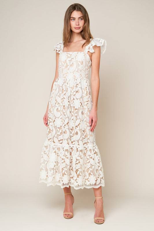 Still Thinking Lace Midi Dress in BABY BLUE view 2 - Still Thinking Shirt