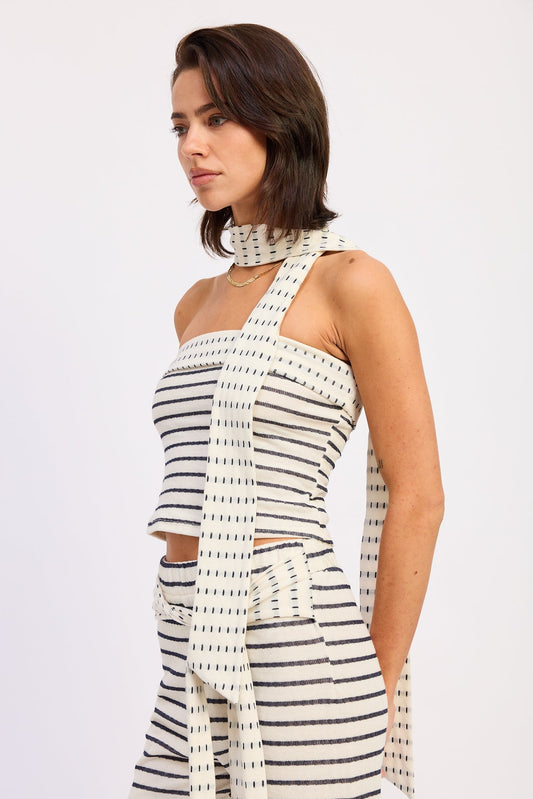 Stria Tube Top in Ivory Stripe view 2 - Striped Tube Top Womens