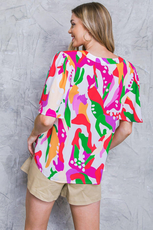 Stylish Summer Woven Top in IVORY FUCHSIA view 2 - Summer Outfit Idea - Stylish Summer Tops For Women