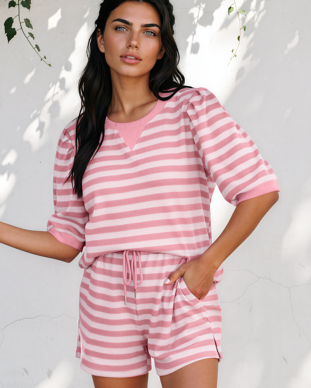 Sweet Escape Lounge Set in Pink Stripe view 5 - Sweet Escape Setlist (one-piece)