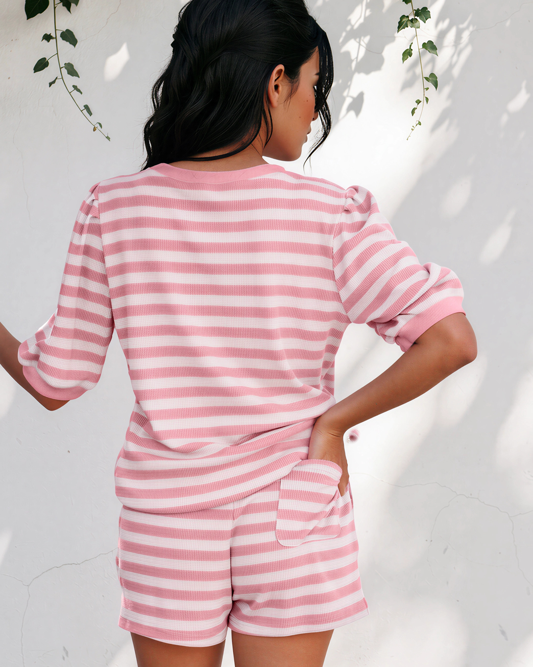 Sweet Escape Lounge Set in Pink Stripe view 6 - Sweet Escape Setlist (one-piece)