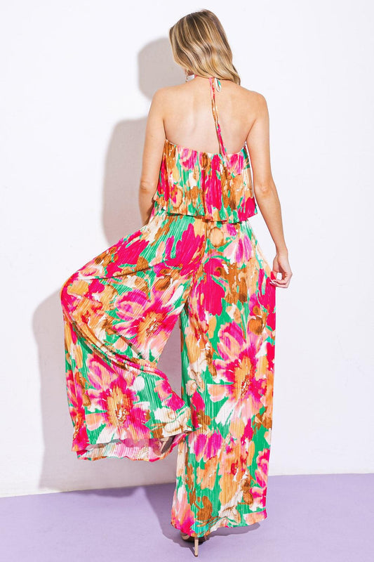 Swing of Things Plisse Jumpsuit in TURQUOISE view 2 (one-piece)
