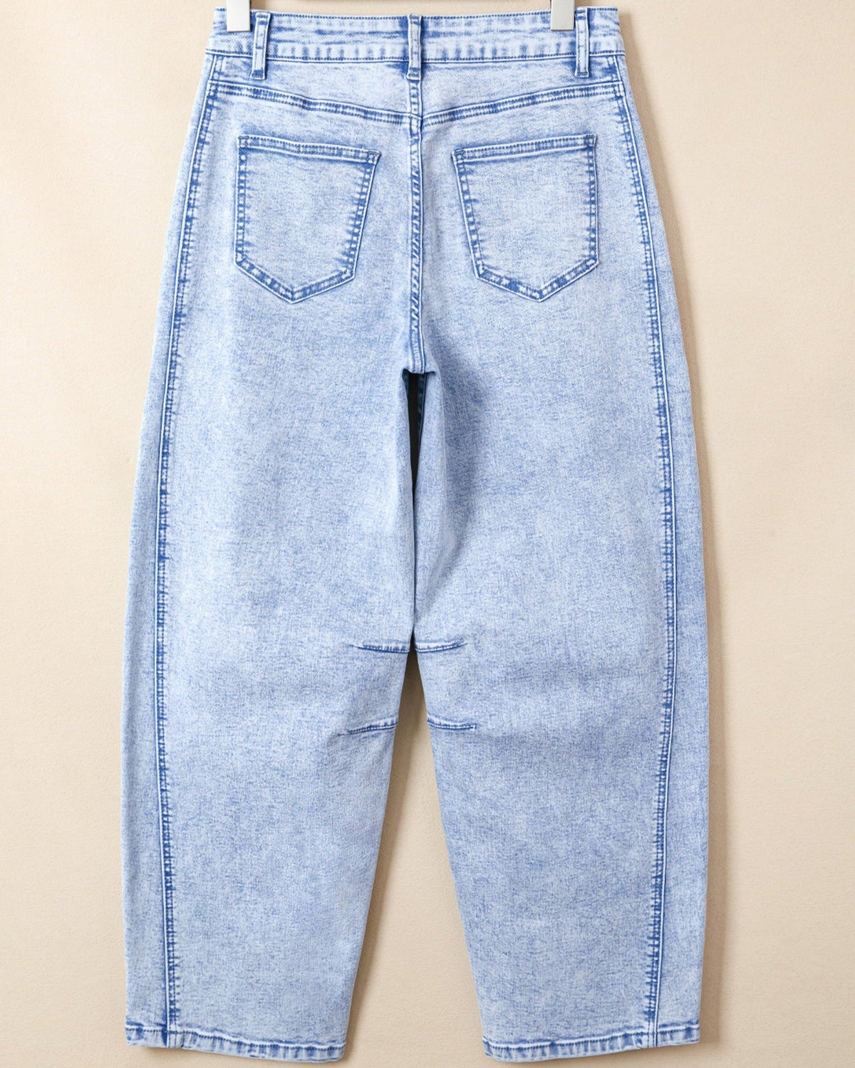 Tatum Light Washed Pull on Barrel Jeans in Beau Blue view 4 (bottom)
